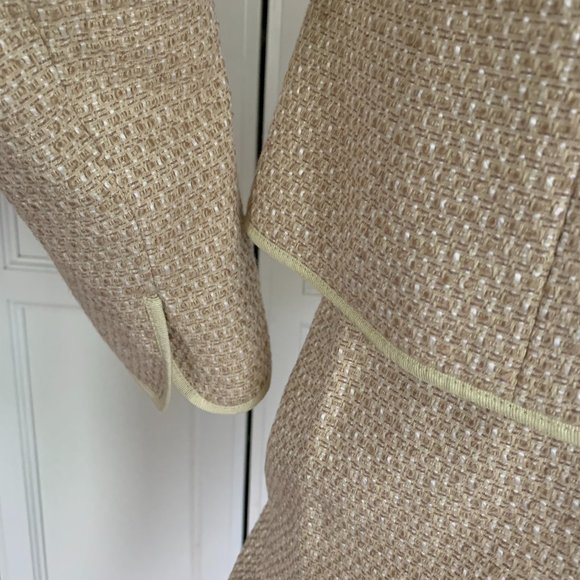 Tahari 6 cream bone tan suit jacket skirt - Picture 5 of 7